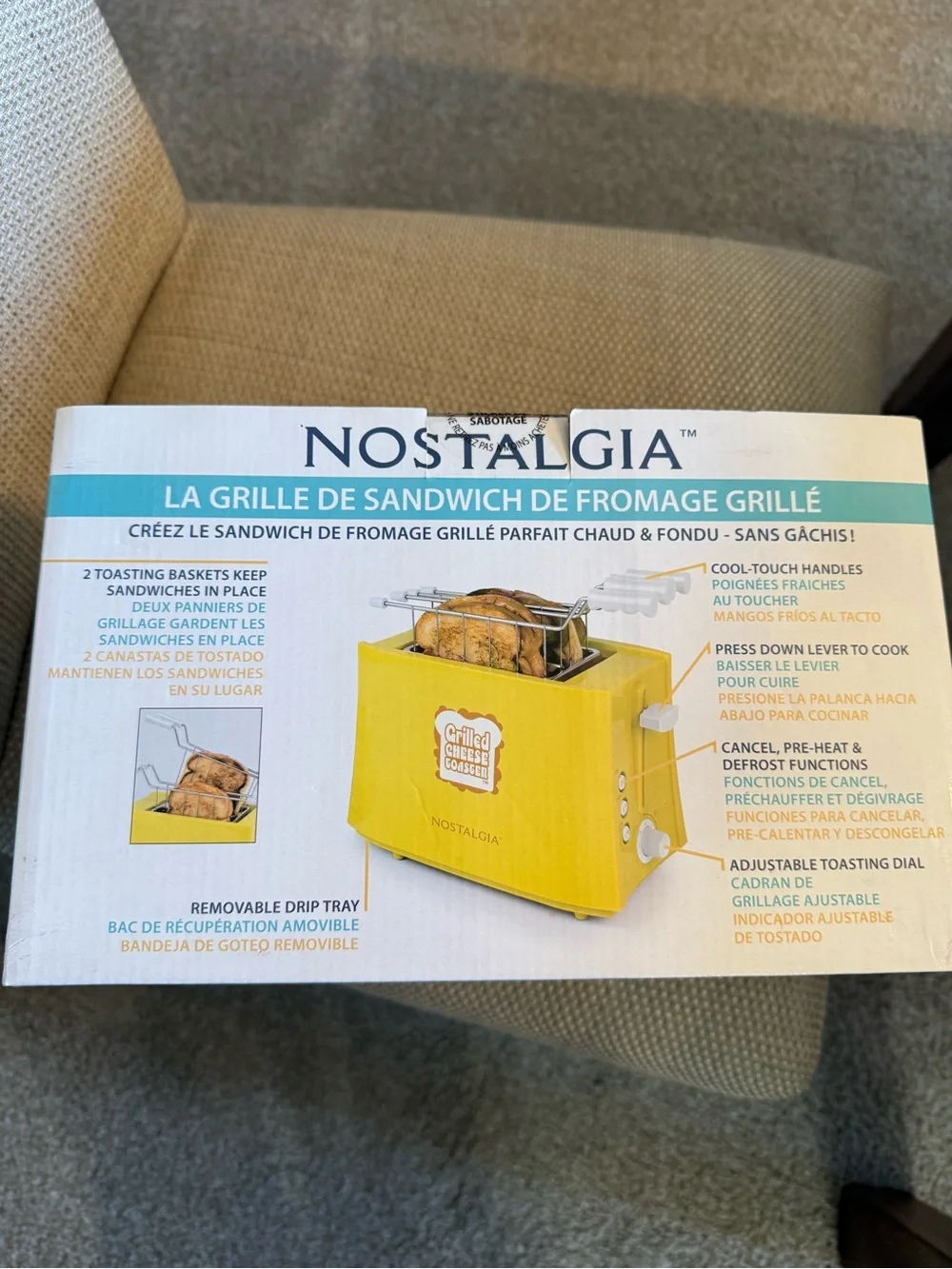 Nostalgia Yellow Grilled Cheese Sandwich Toaster